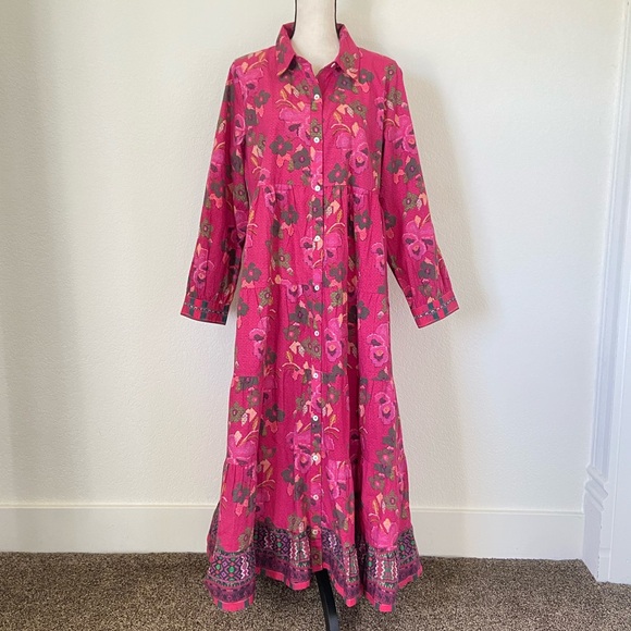 Ro’s Garden 100% Cotton Button Front Maxi Dress Large - Picture 1 of 7